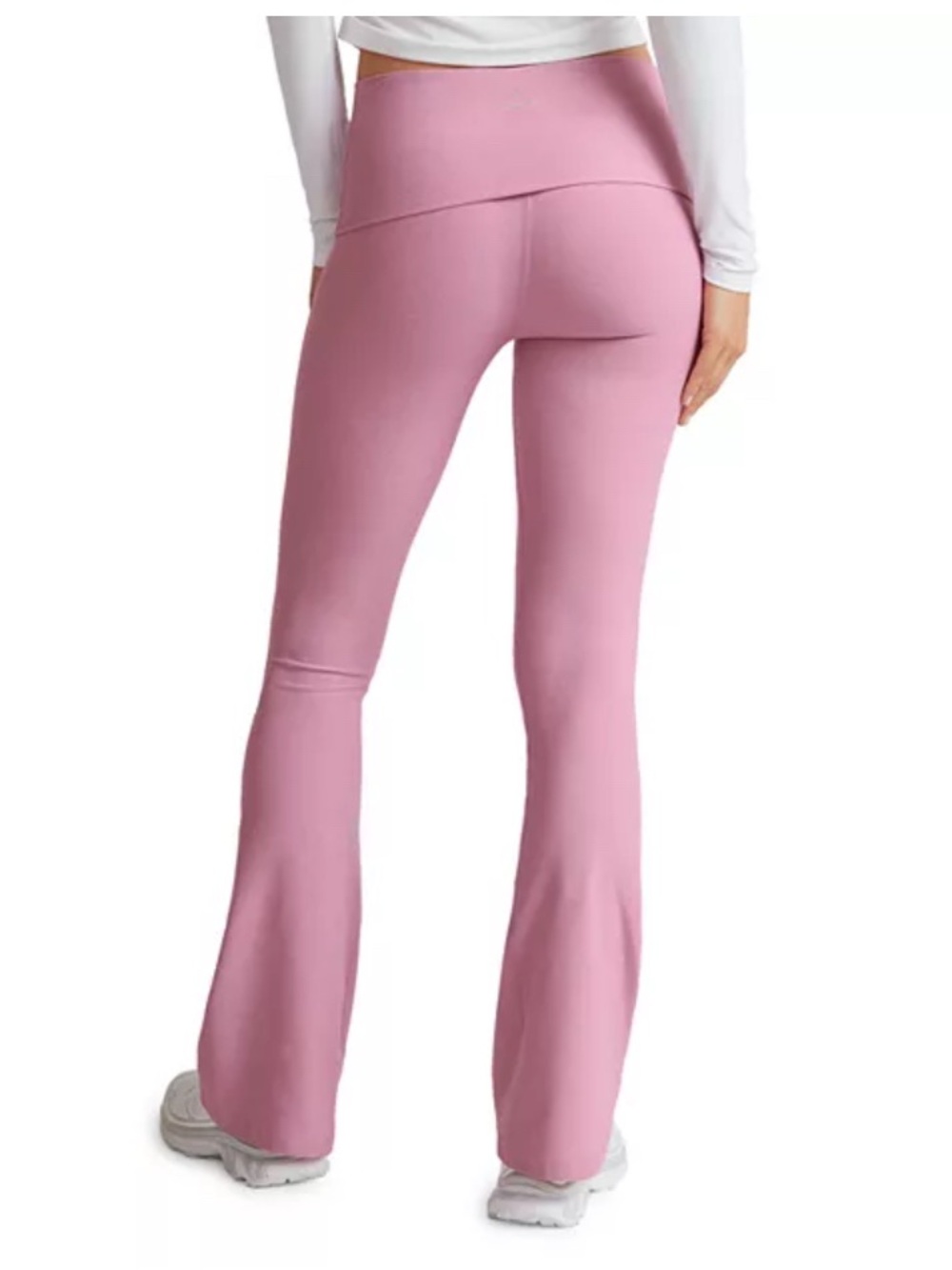 Beyond Yoga Spacedye Foldover Bootcut Pant Pink Haze Heather XL NWT Made in USA